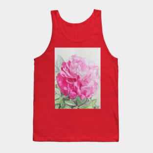 Red pink peony rose watercolour painting Tank Top